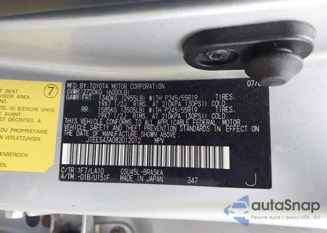 2008 Toyota Highlander Sport z USA, uszkodzony, nr VIN JTEES43A082012012